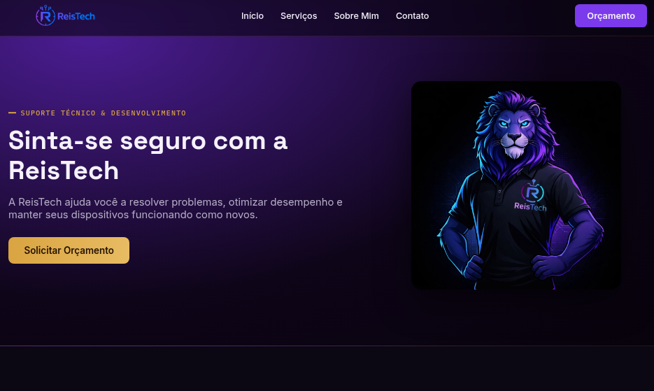 Captura de tela do projeto principal — site da empresa